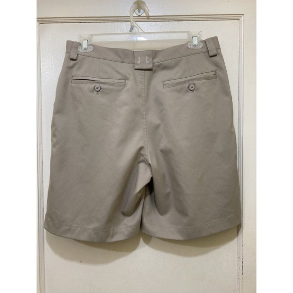 Under Armour Performance Golf Shorts Mens 34R Beige Flat Front Pockets Logo - Picture 4 of 12